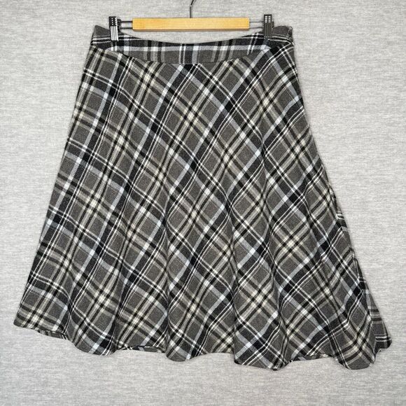 Jones Wear Dresses & Skirts - Jones Wear Size 12 Wool Blend Skirt Gray Plaid Career Academia Pink Black Modest